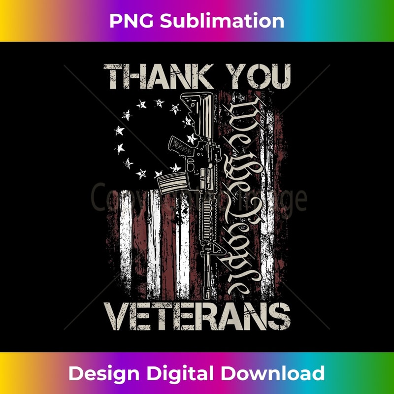 USA Veteran Gun American Flag Thank You Veterans (on back) - PNG Transparent Digital Download File for Sublimation