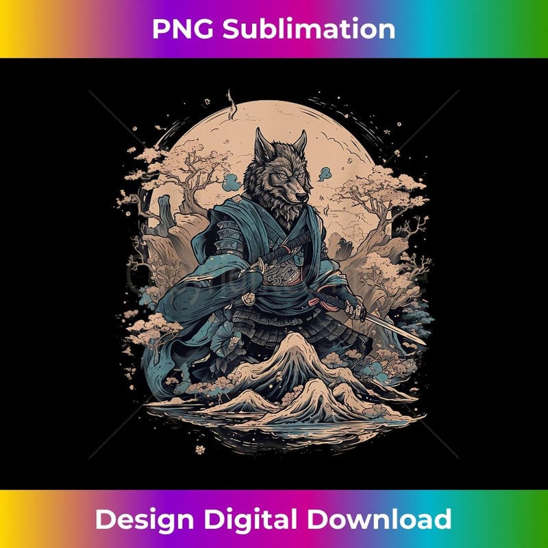 Vintage Japanese Art Samurai Wolf 2 - Signature Sublimation PNG File
