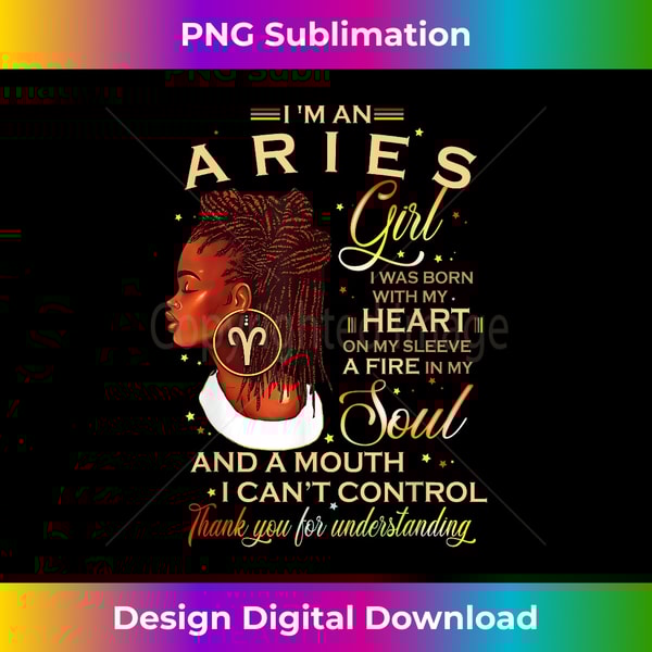 Aries Girl Afro Locs Girl Zodiac Signs Birthday - Sublimation-Ready PNG File
