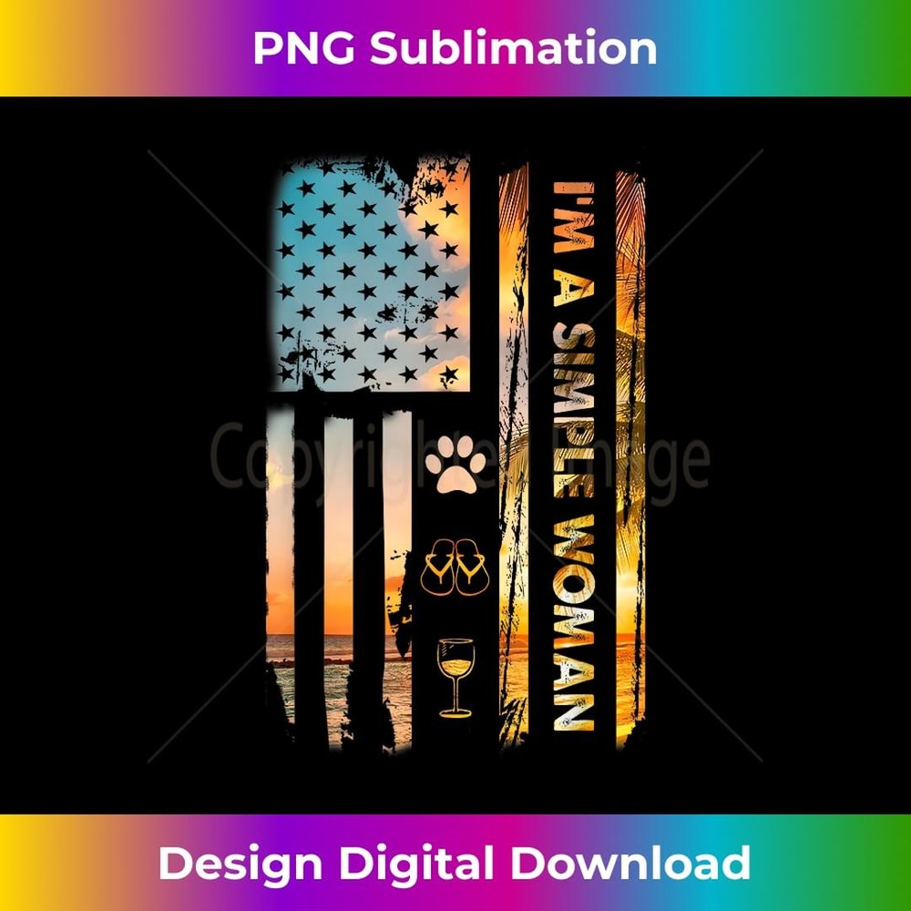 I'm A Simple Woman Camping Wine Flip Flops Love Dog USA Flag 1 - Unique Sublimation PNG Download