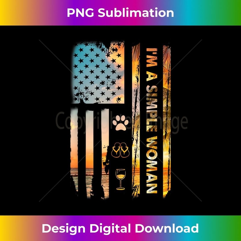 I'm A Simple Woman Camping Wine Flip Flops Love Dog USA Flag 1 - Unique Sublimation PNG Download