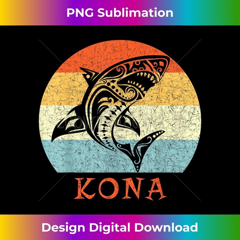 Kona, Hawaii Vintage Shark Retro Throwback Vacation - PNG Transparent Digital Download File for Sublimation