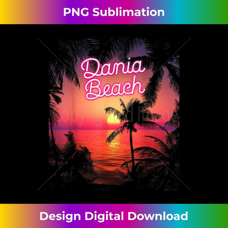 Vintage Dania Beach Florida Palm Trees FL Pink Lights Sunset 1 - Sublimation-Ready PNG File