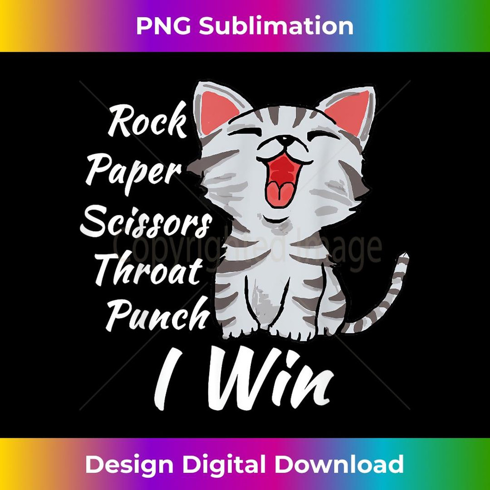 Rock Paper Scissors Throat Punch I Win Cat Funny 2 - Creative Sublimation PNG Download