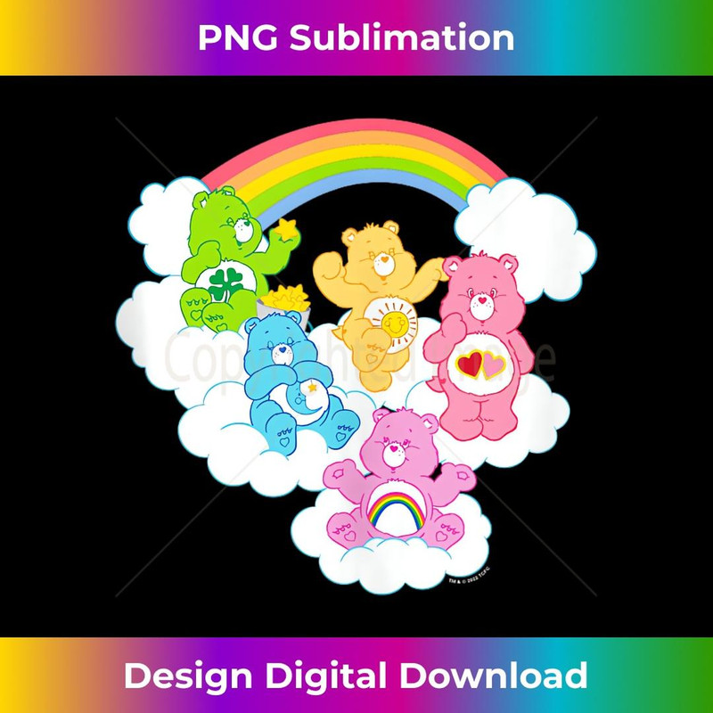 Care Bears Cheer Funshine & Bedtime Cloudy Rainbow Group - PNG Transparent Sublimation File