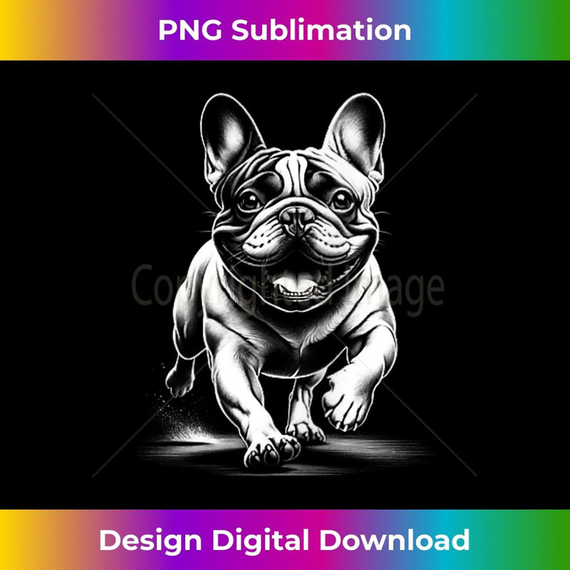 Cute French Bulldog in the Run Portrait on Chest - High-Quality PNG Sublimation Download
