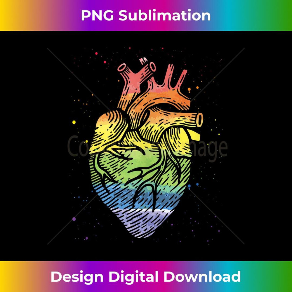 LGBT Anatomical Heart Rainbow Gay Lesbian Heartbeat Pride 1 - PNG Transparent Digital Download File for Sublimation