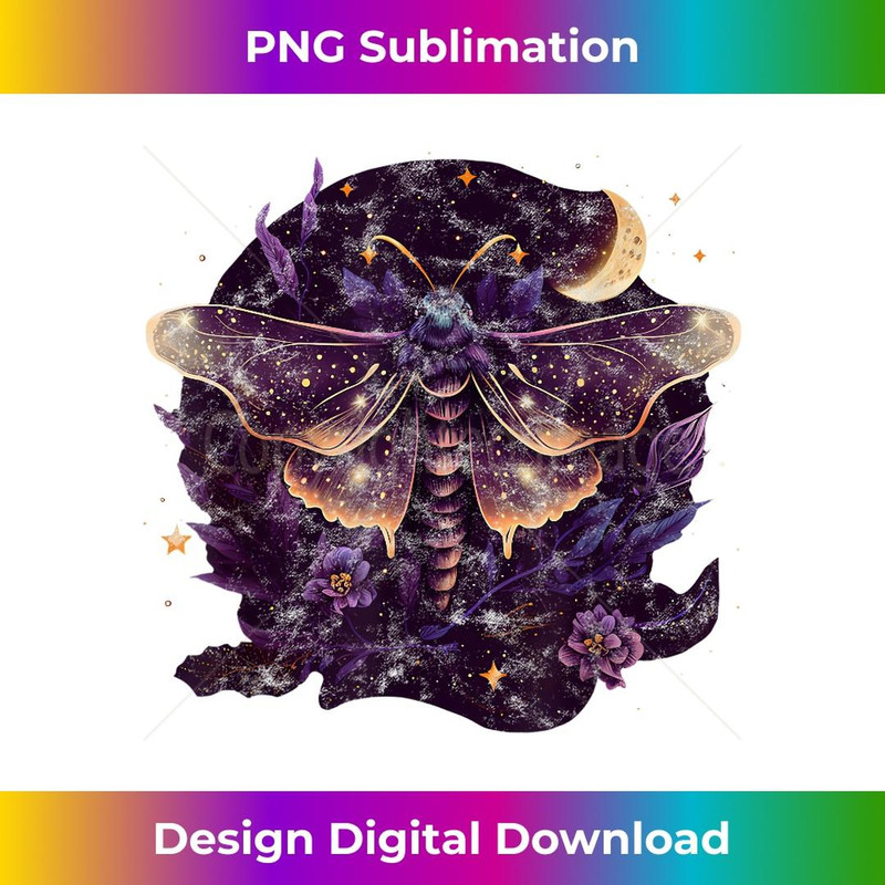 Moth, moon, butterfly, flowers, stars, night, queen, gothic - High-Resolution PNG Sublimation File