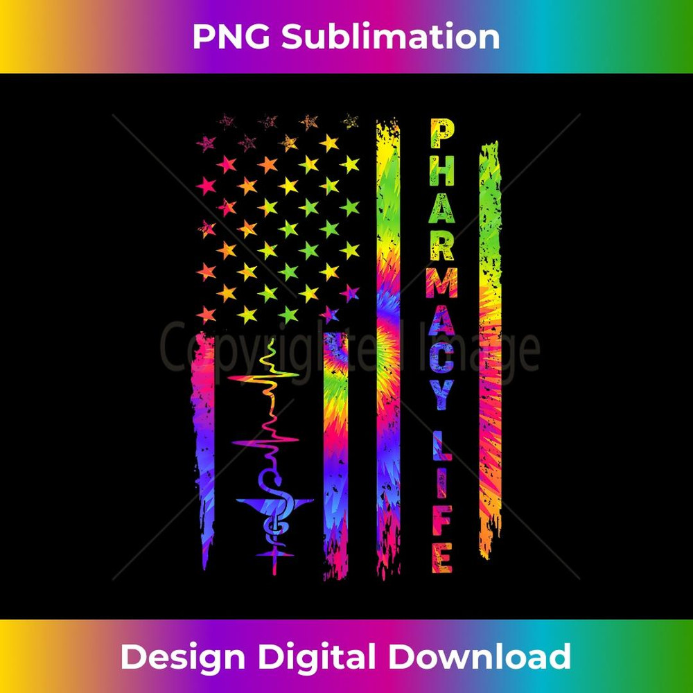 Pharmacy Life Pharmacist American US FLag Tie Dye 2 - Vintage Sublimation PNG Download
