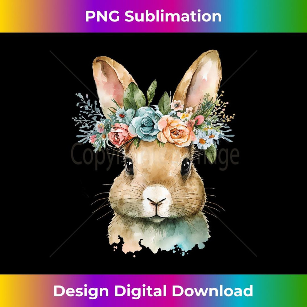 Easter Bunny Floral Flower Crown For Girls Spring - Unique Sublimation PNG Download