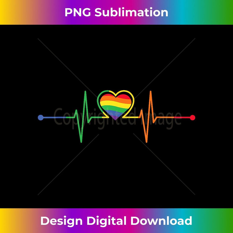 Rainbow Heartbeat - Flag LGBT Gay Pride Month Transgender 2 - Instant PNG Sublimation Download