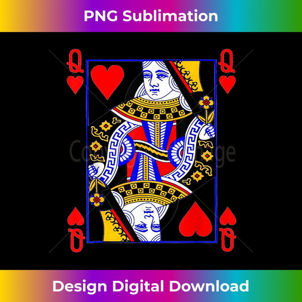 Queen of Hearts Playing Card Poker Card Costume Tee Shirt - Decorative Sublimation PNG File