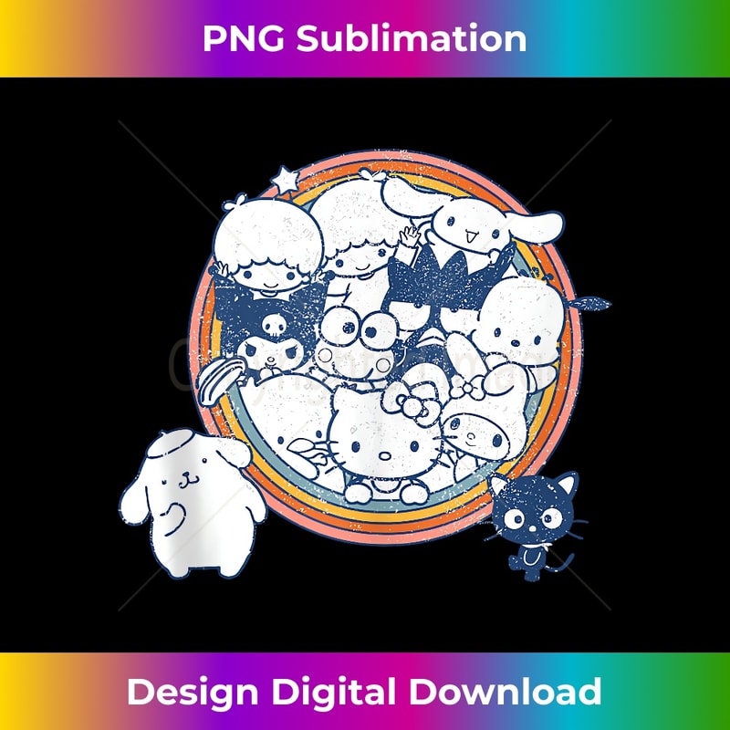 Hello Kitty and Friends Vintage Rainbow Circle Tank Top - Unique Sublimation PNG Download