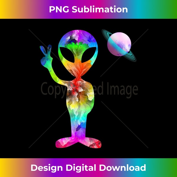 Retro Vintage Tie Dye Groovy Alien Peace gift 2 - Signature Sublimation PNG File