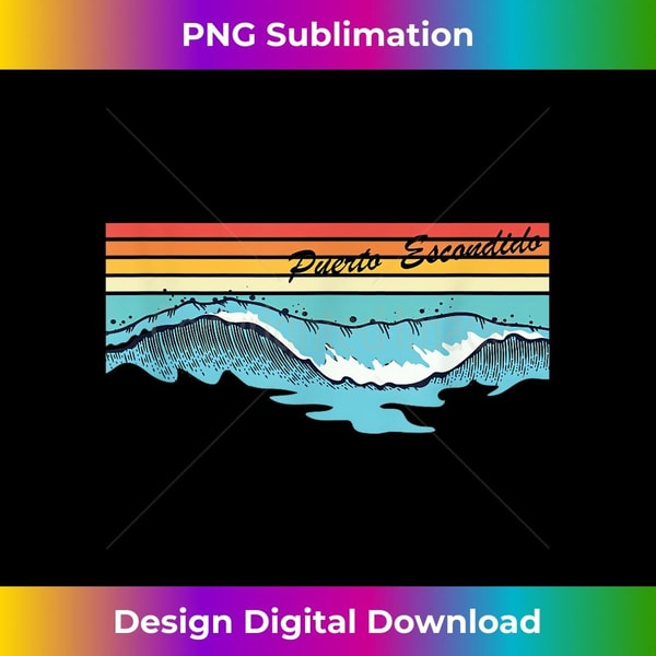 Retro Puerto Escondido Beach Mexico Vacation 2 - PNG Transparent Digital Download File for Sublimation