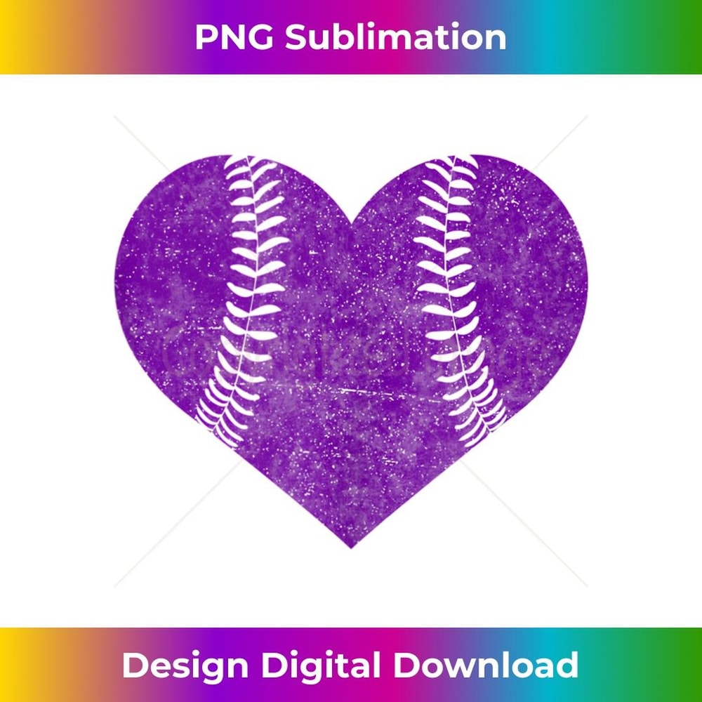 Baseball Heart Softball Mom Matching Team Purple - Modern Sublimation PNG File