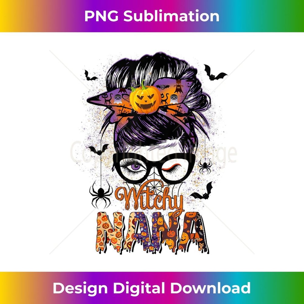 s Witchy Nana Messy Bun Spooky Witch Pumpkin Halloween 2 - Digital Sublimation Download File