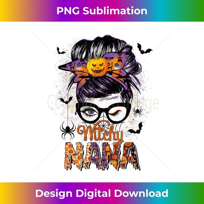 s Witchy Nana Messy Bun Spooky Witch Pumpkin Halloween 2 - Digital Sublimation Download File