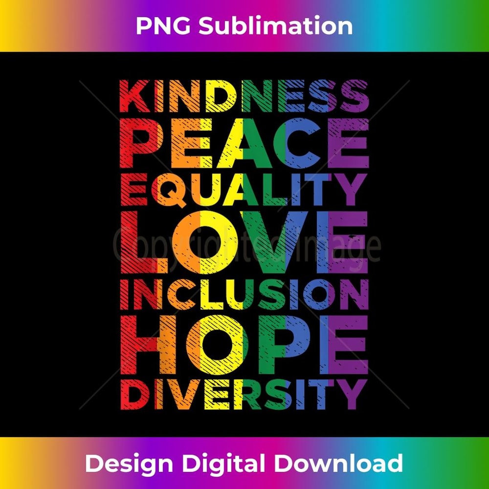 Kindness Equality Love LGBTQ Rainbow Flag Gay Pride Ally 1 - Creative Sublimation PNG Download