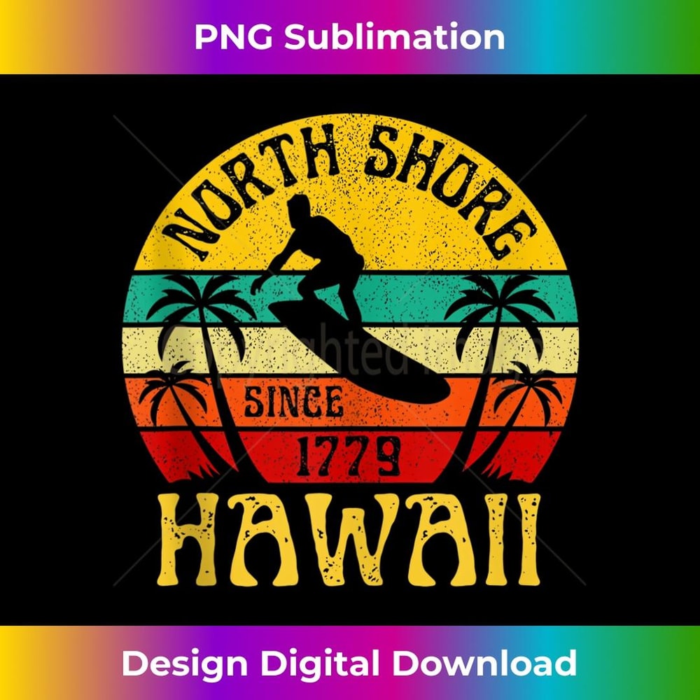 North Shore Beach Hawaii Surfing Surfer Ocean Vintage - Elegant Sublimation PNG Download