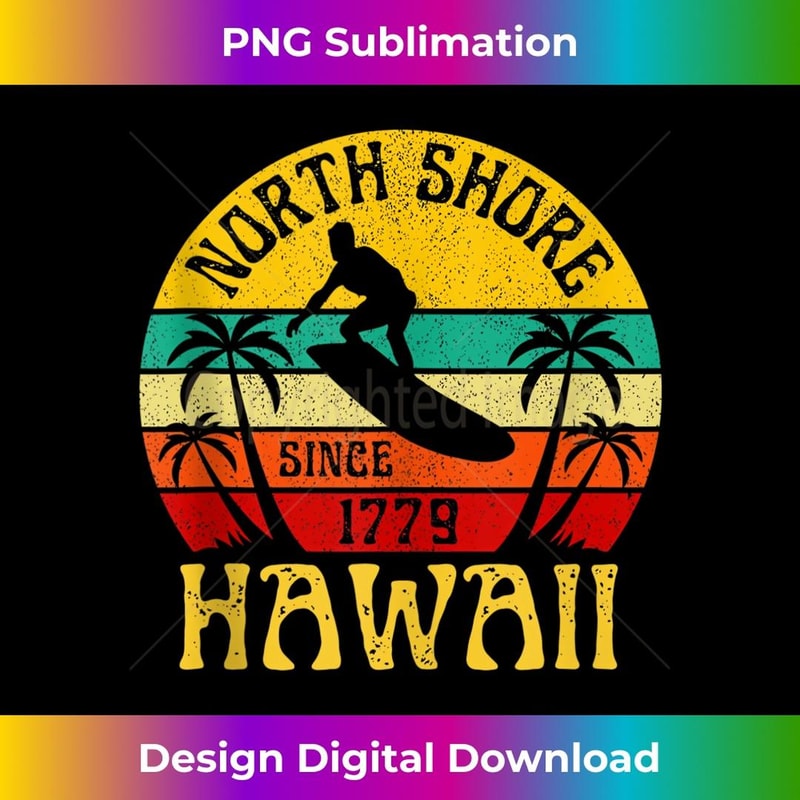 North Shore Beach Hawaii Surfing Surfer Ocean Vintage - Elegant Sublimation PNG Download