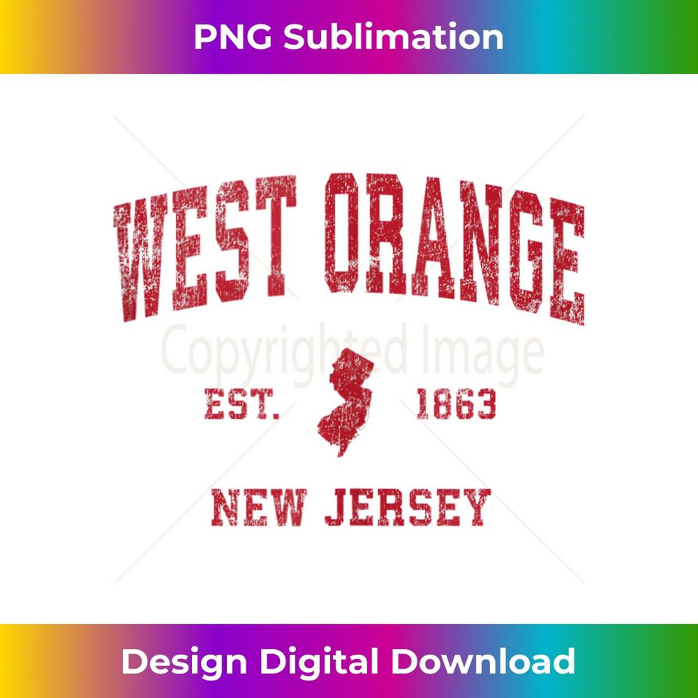 West Orange New Jersey NJ Vintage Sports Design Red Print 3 - Exclusive PNG Sublimation Download