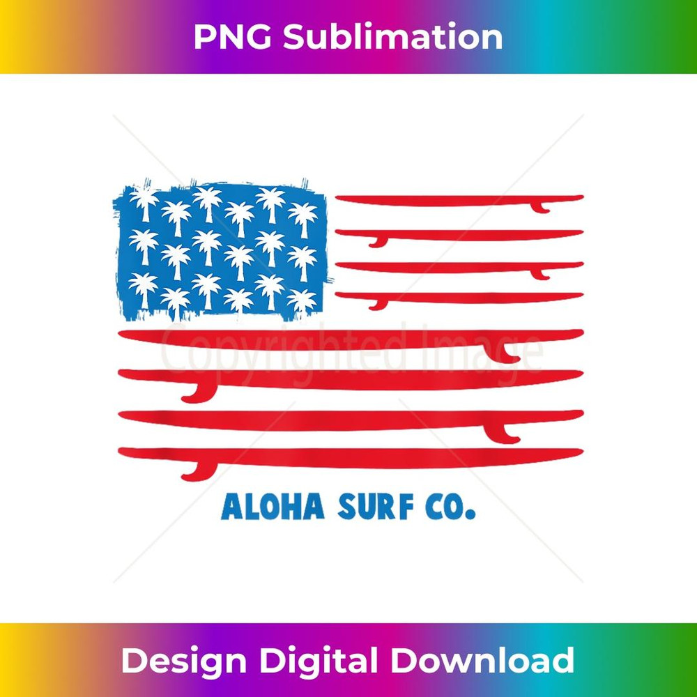 Aloha Surf Hawaii American Flag - Retro PNG Sublimation Digital Download