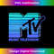 Mademark x MTV - Hand Drawn Blue Vapor Wave Sun Stripes Vintage MTV Logo - Modern Sublimation PNG File