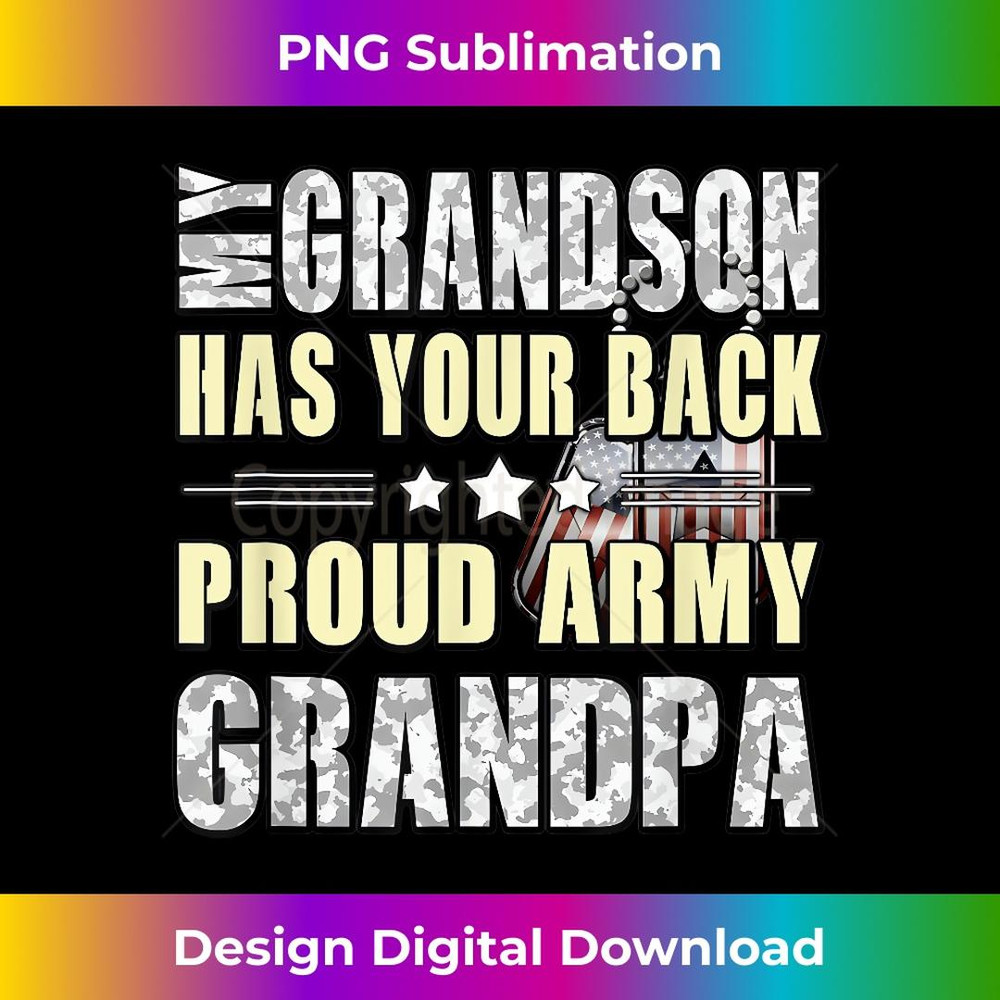 My Grandson Has Your Back - Proud Army Grandpa Military 2 - Retro PNG Sublimation Digital Download