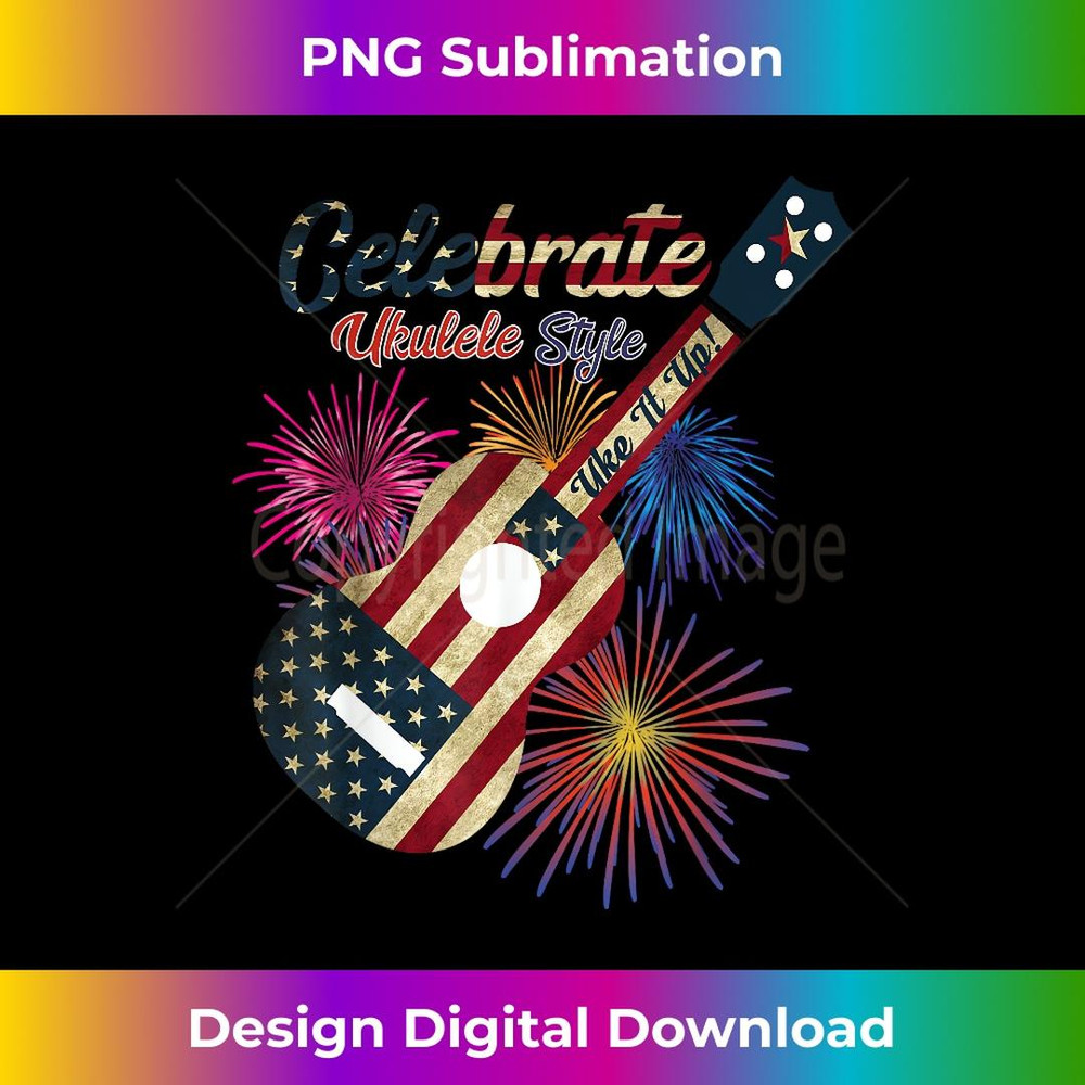 Uke it Up Patriotic Ukulele Style FlagFireworks 1 - Premium PNG Sublimation File