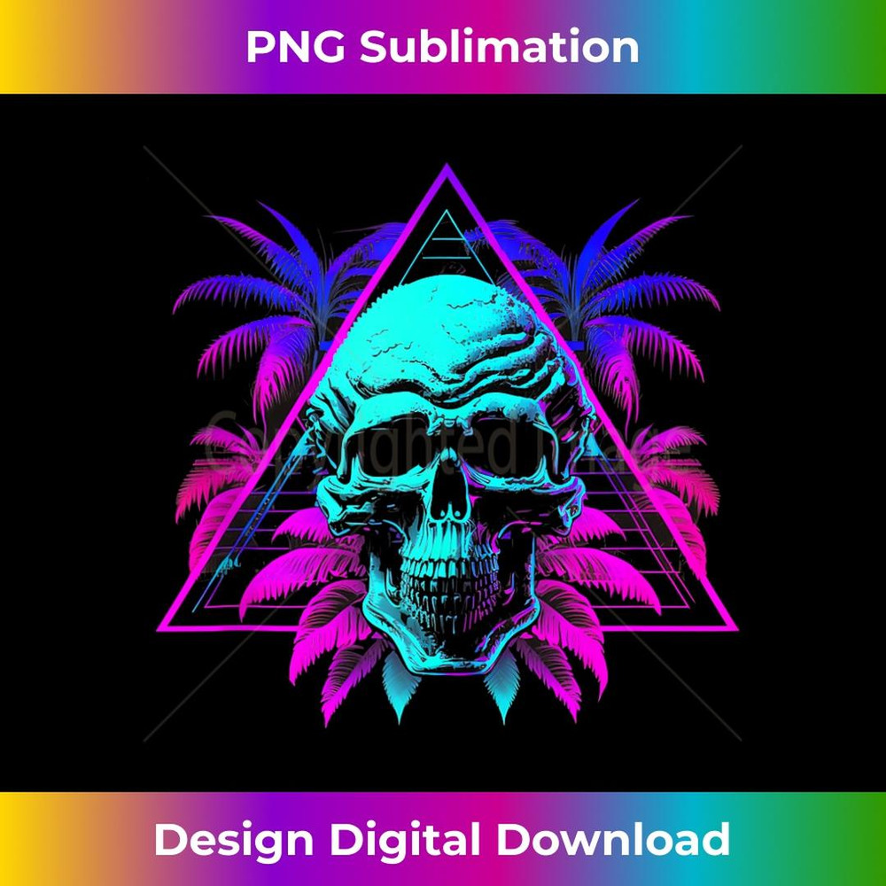 Skull Vaporwave Retrowave Aesthetic Synthwave 80s Palm Tree 2 - Premium Sublimation Digital Download