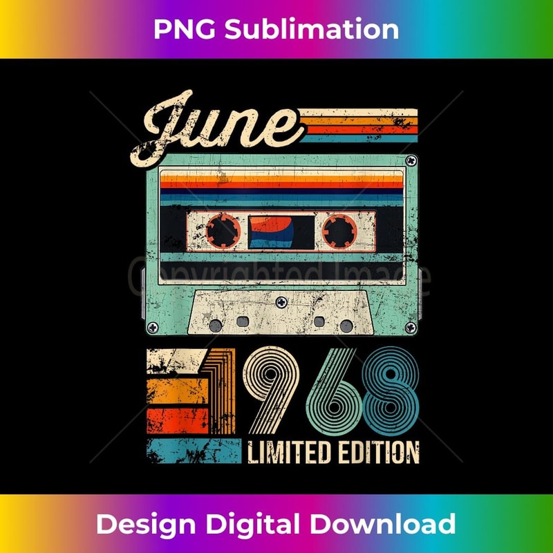 Vintage June 1968 Cassette Tape 55th Birthday Decorations 1 - Stylish Sublimation Digital Download