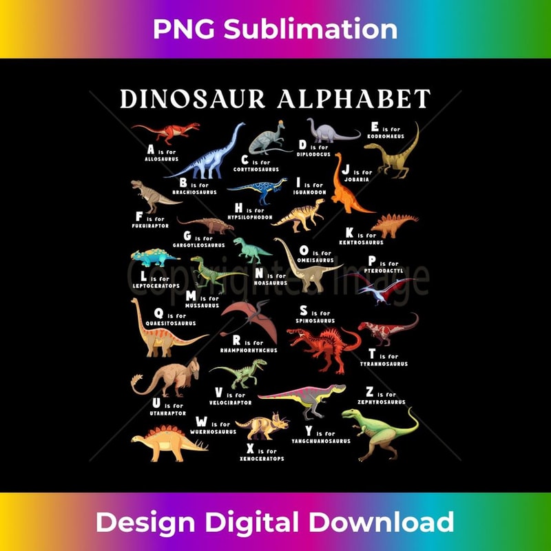 Types Of Dinosaurs Alphabet ABC Dino Identification A-Z 3 - Vintage Sublimation PNG Download