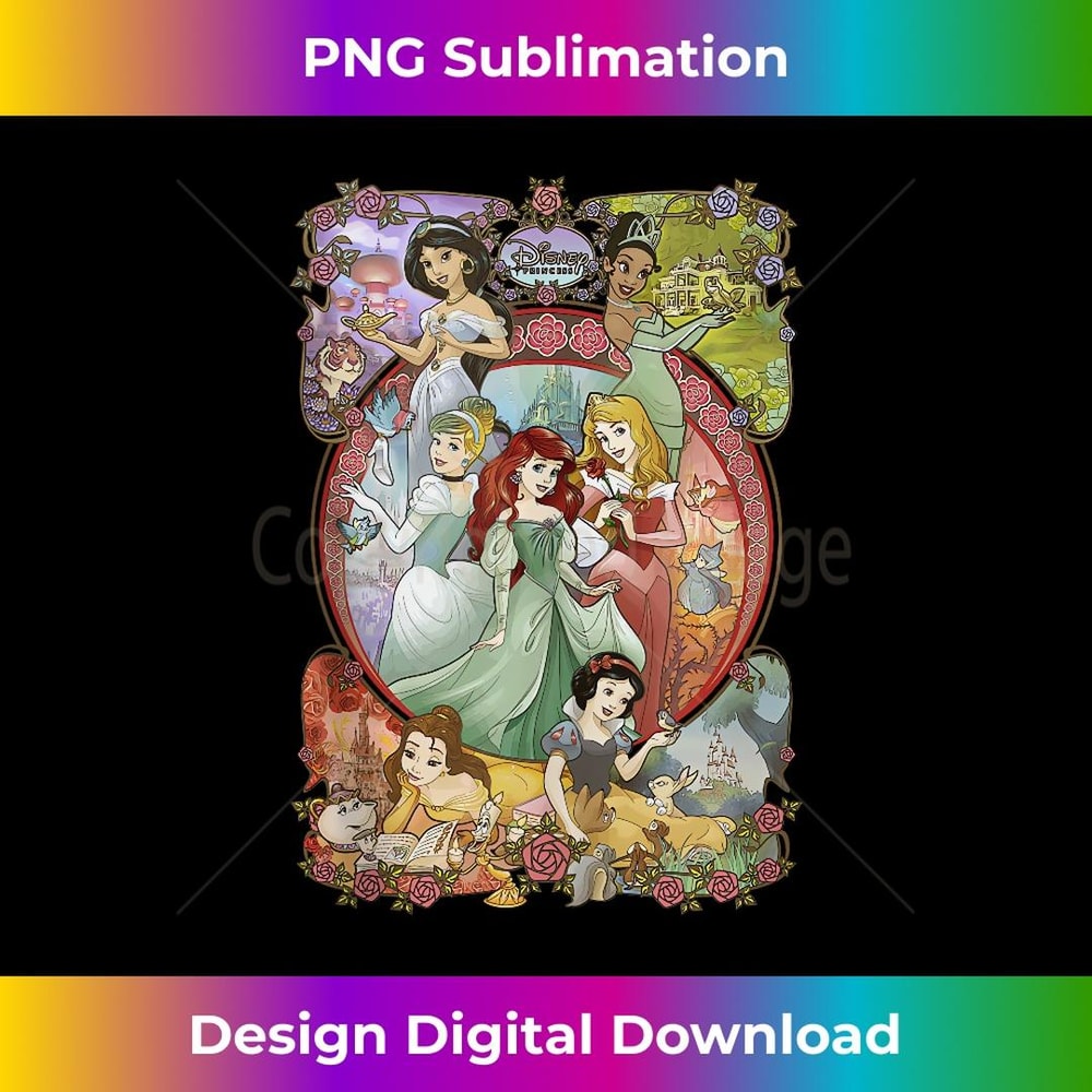 Disney Princess Classic Cartoon Group Collage - PNG Transparent Sublimation File