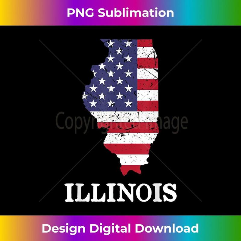Illinois Map State American Flag 4th Of July Pride  1 - Special Edition Sublimation PNG File
