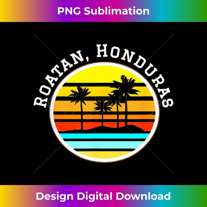 Roatan Honduras Vacation s Palm Trees Sunset - Decorative Sublimation PNG File