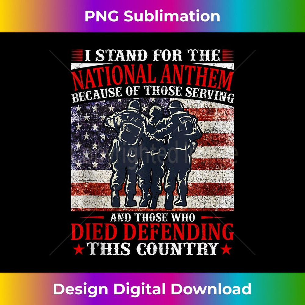 Veteran American Flag I Stand For The National Anthem - Retro PNG Sublimation Digital Download