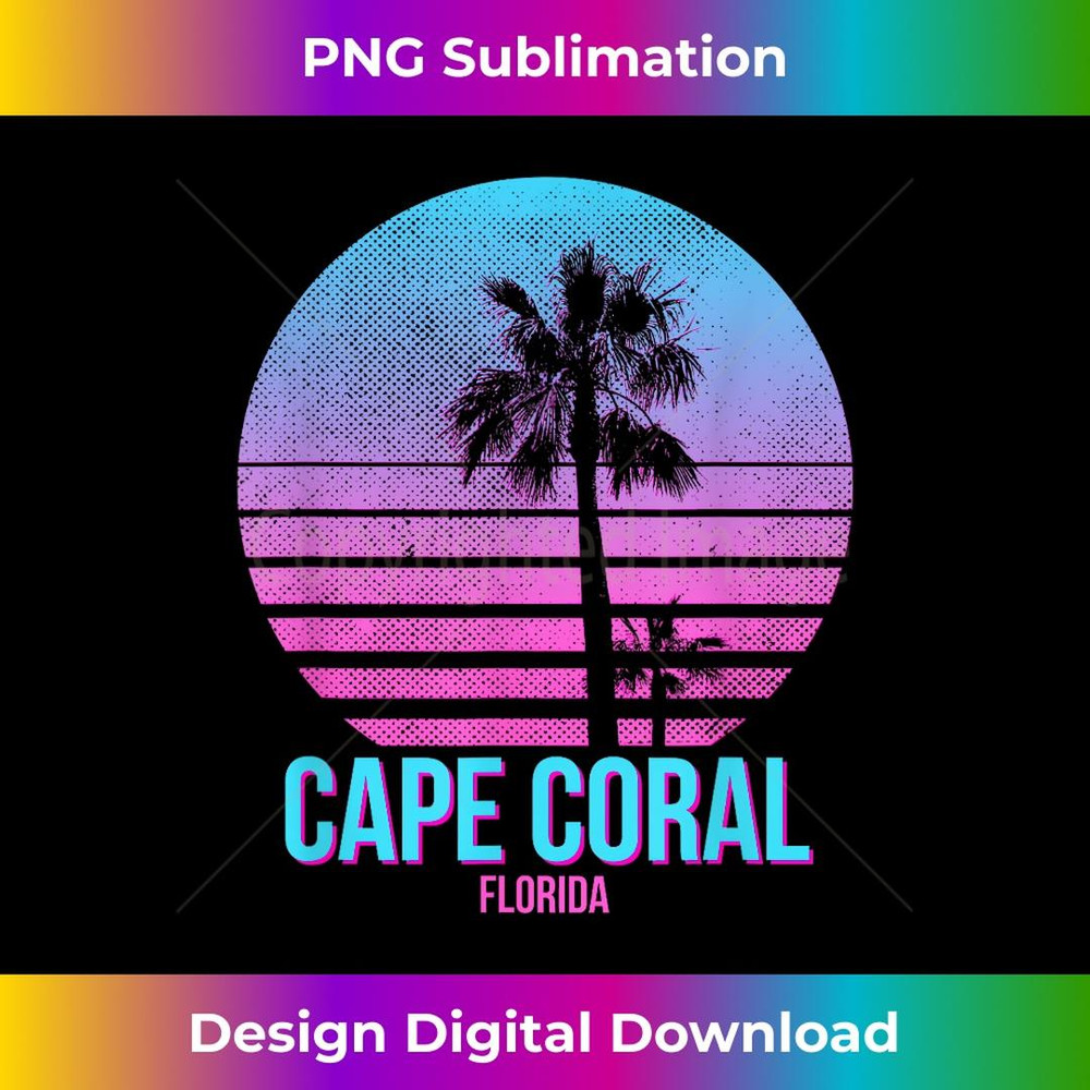 Cape Coral Florida Vintage Retro Palm Tree Sunset - Signature Sublimation PNG File