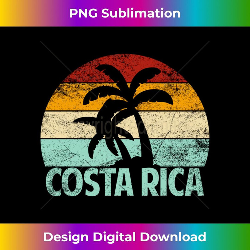 Costa Rica Beach Sunset Palm Tree Retro Vacation Costa Rica - PNG Transparent Sublimation Design