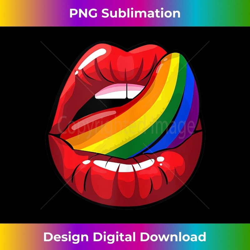 LGBT Gay Lesbian Pride Sexy Lips Rainbow Tongue 1 - PNG Transparent Digital Download File for Sublimation