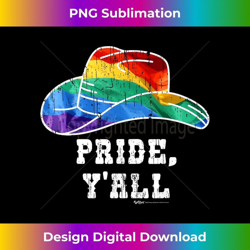 Vintage Pride, Y'all, Gay Pride LGBT Rainbow Flag Cowboy Hat 3 - Premium Sublimation Digital Download