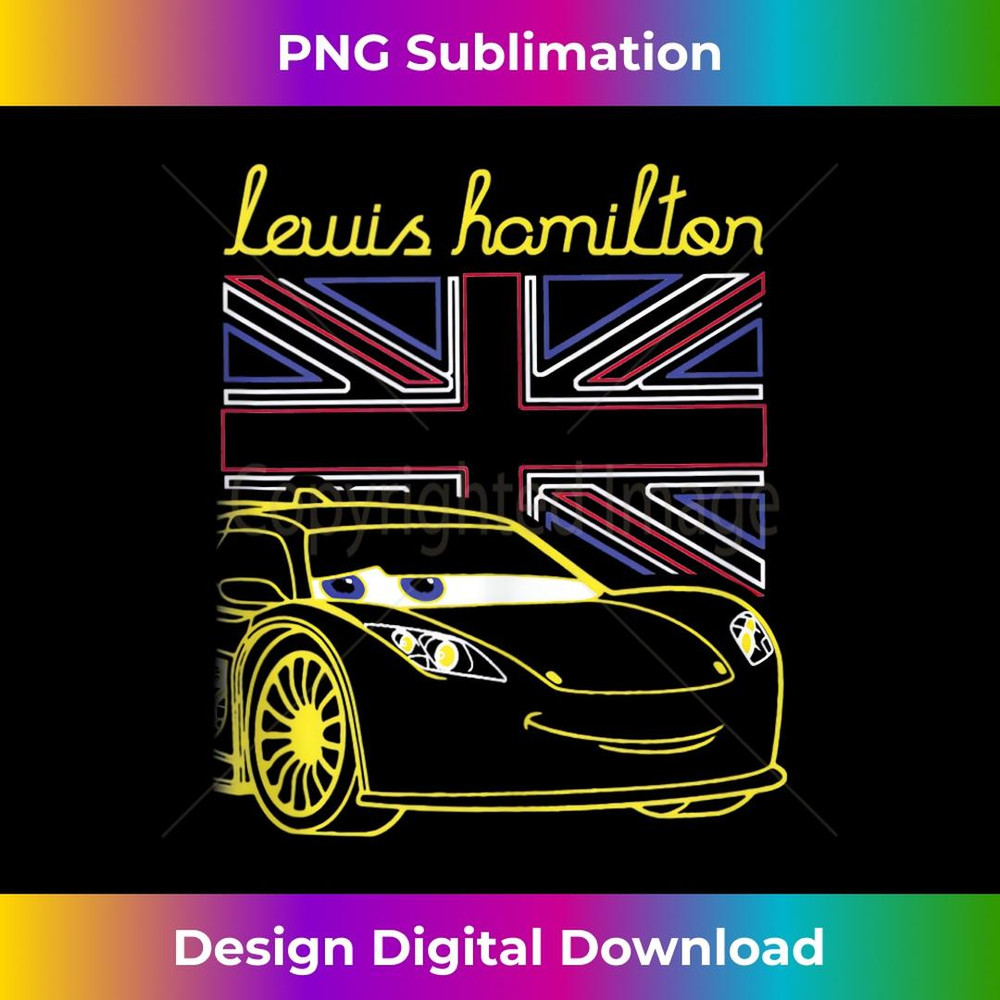Disney Pixar Cars 2 Lewis Hamilton UK Flag Neon Portrait - Decorative Sublimation PNG File