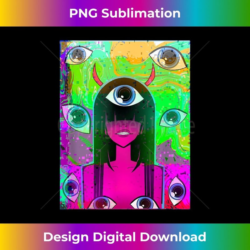 Glitchcore Anime Demon Girl Eye weirdcore clothes - Creative Sublimation PNG Download