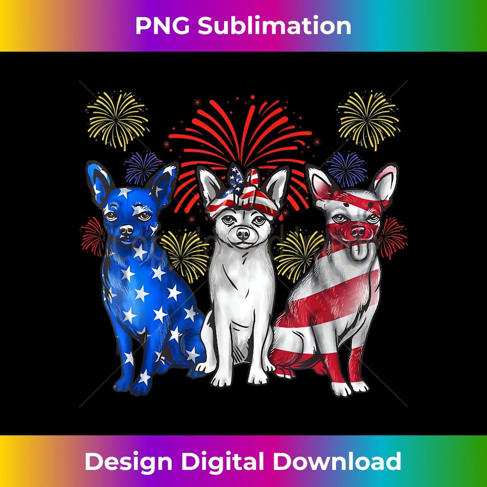 White Red Blue American Dog Chihuahua flag colors 4th July 3 - PNG Transparent Digital Download File for Sublimation