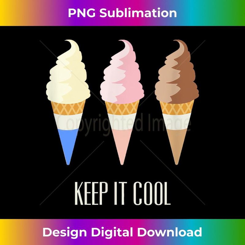 Ice Cream Cone  Vanilla Chocolate Strawberry - Exclusive Sublimation Digital File