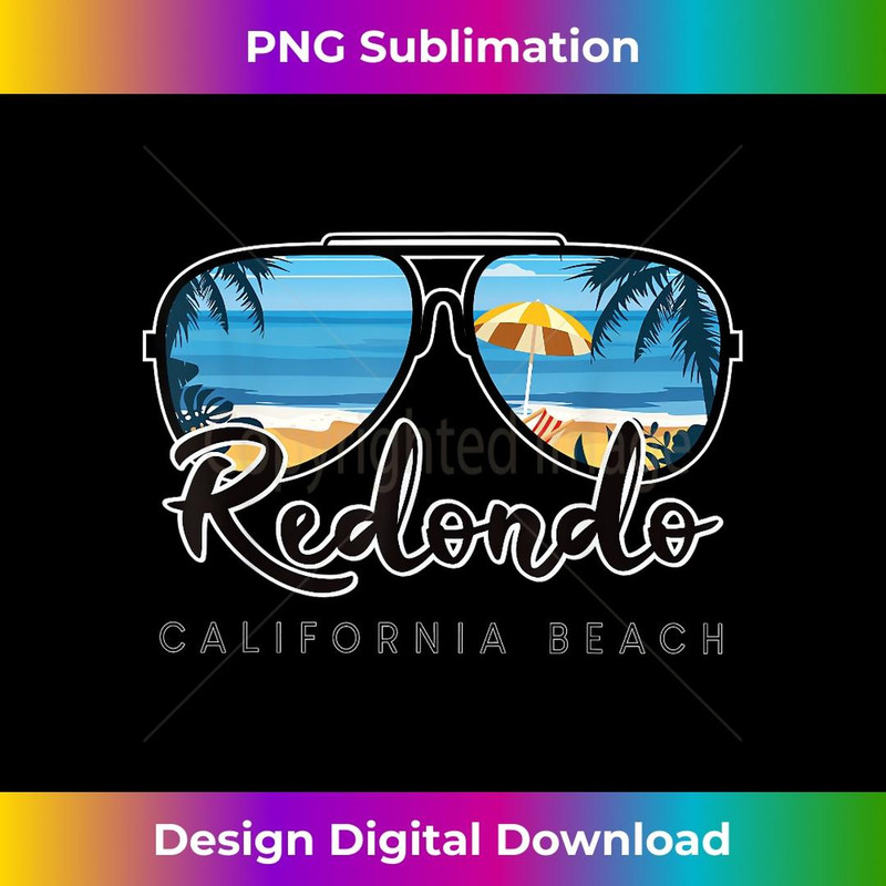 Redondo Beach California Palm Tree Sunglasses Souvenir - Decorative Sublimation PNG File