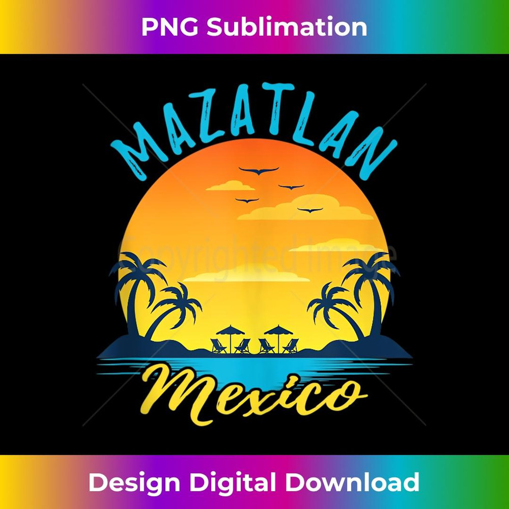 Mazatlan Mexico Palm Trees Orange Sunset - PNG Sublimation Digital Download