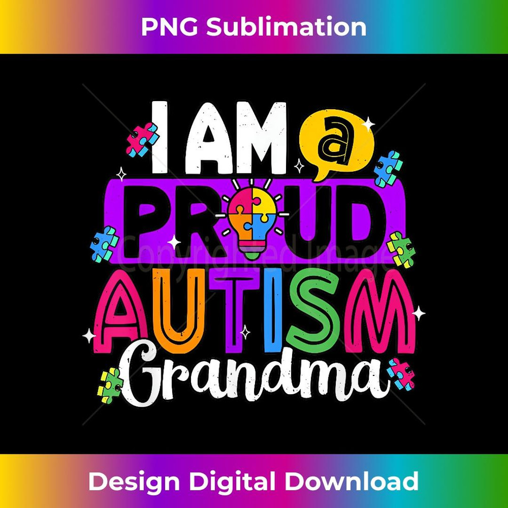 Proud Autism Grandma Autistic Awareness Support 2 - Retro PNG Sublimation Digital Download