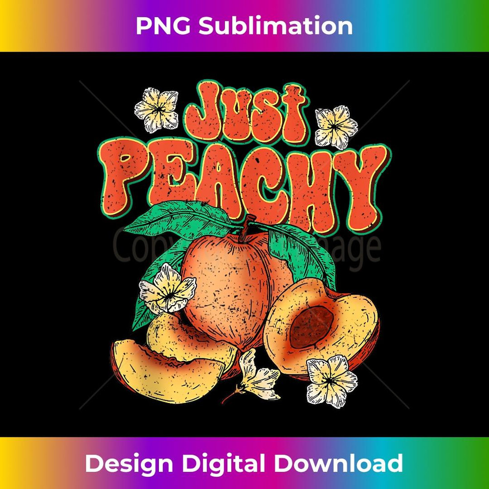 Just Peachy Cute Summer Fruit Retro Aesthetic Peach Beach - PNG Transparent Sublimation Design