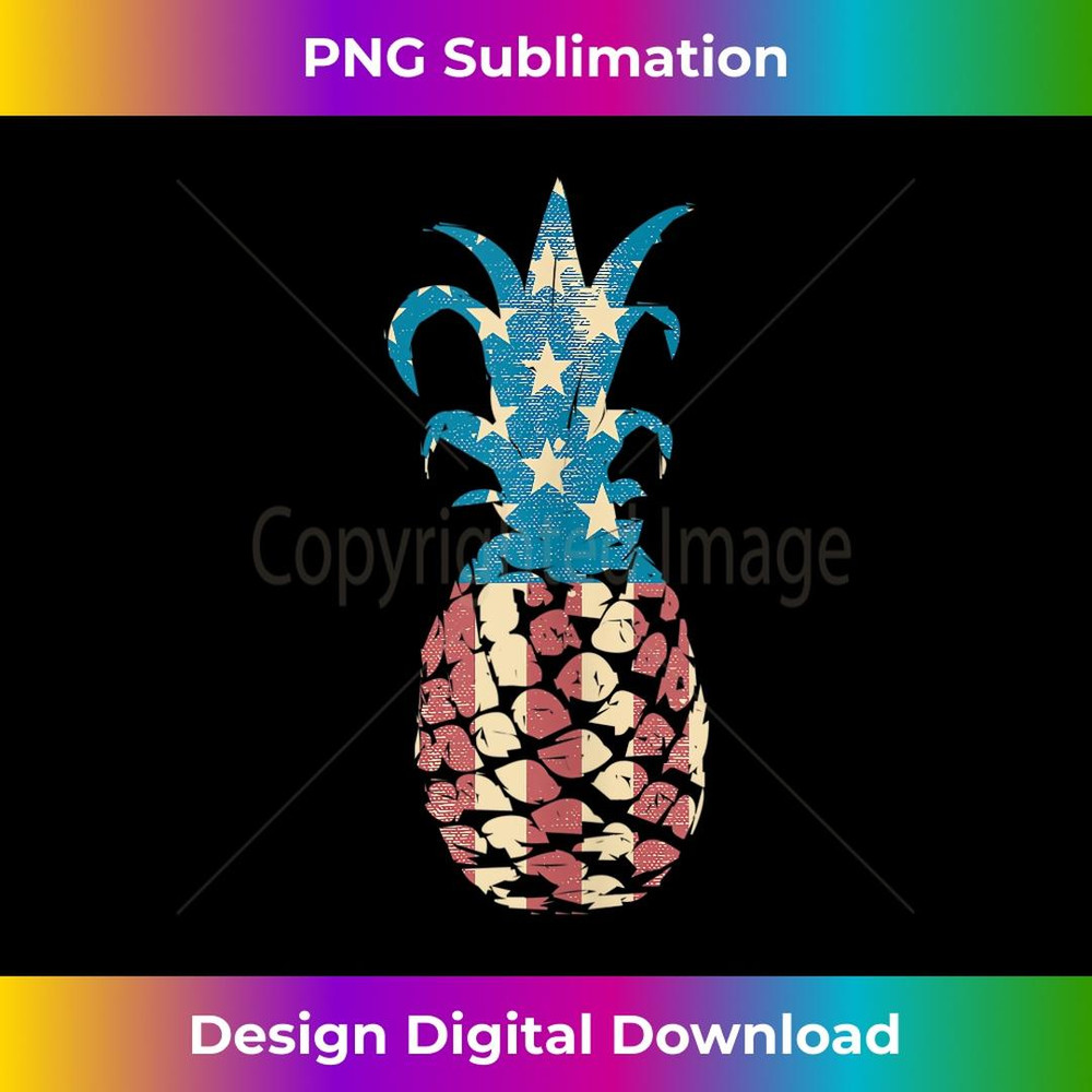 USA Vintage Retro American Flag Pineapple - 4th of July 1 - High-Quality PNG Sublimation Download